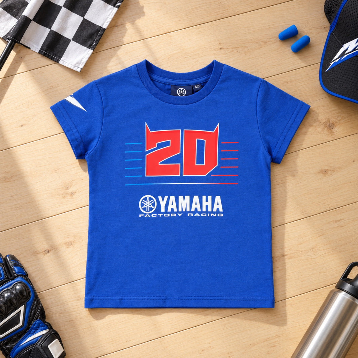 Koszulka dziecięca Fabio Quartararo z logo Yamaha MotoGP – niebieska – zdjęcie poglądowe (AI)