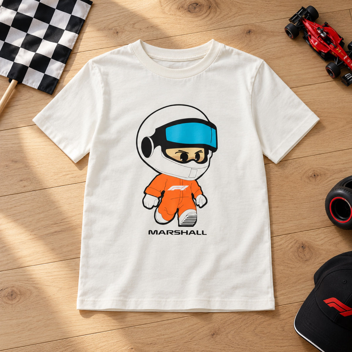 Dziecięca koszulka kibica Formuła 1 – sędzia torowy – 152 cm – zdjęcie poglądowe (AI)