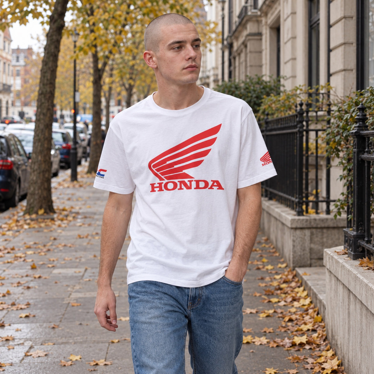 HRC Honda Fan T-Shirt with Large Logo – White – ilustrační foto (AI)