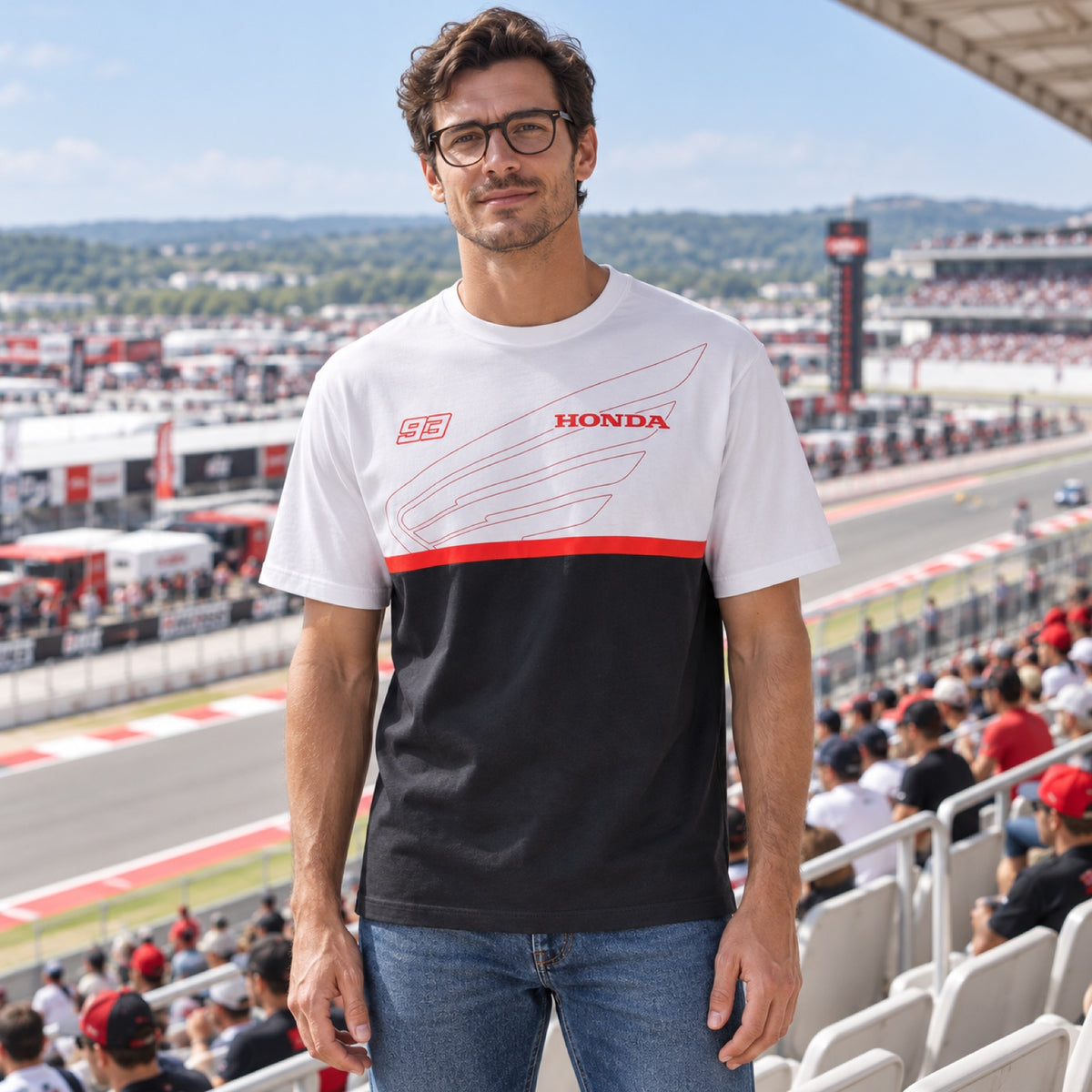 Koszulka HRC Honda x Marc Marquez – biała – zdjęcie poglądowe (AI)