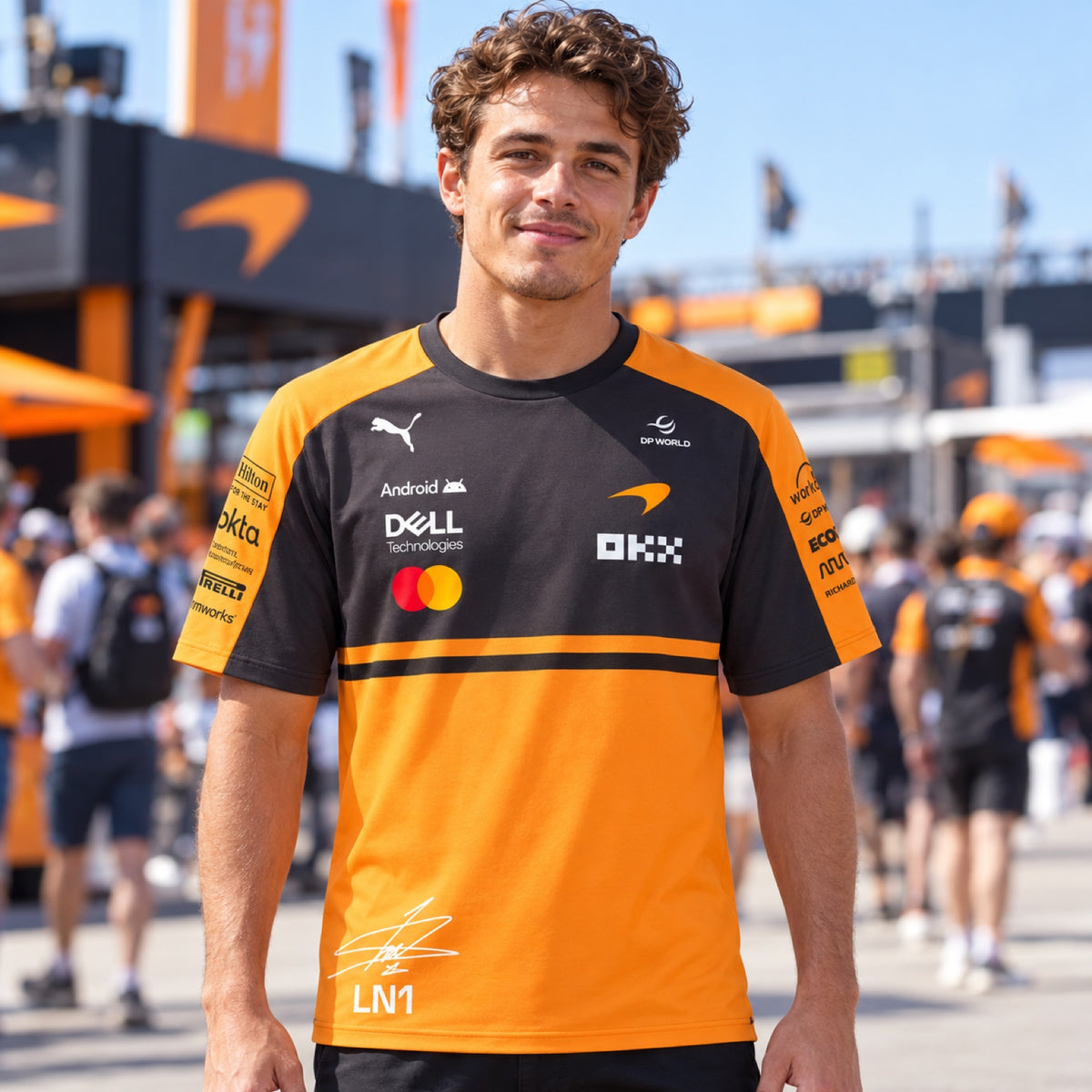 Koszulka Lando Norris #1 McLaren F1 x Puma – edycja zespołowa – zdjęcie poglądowe (AI)