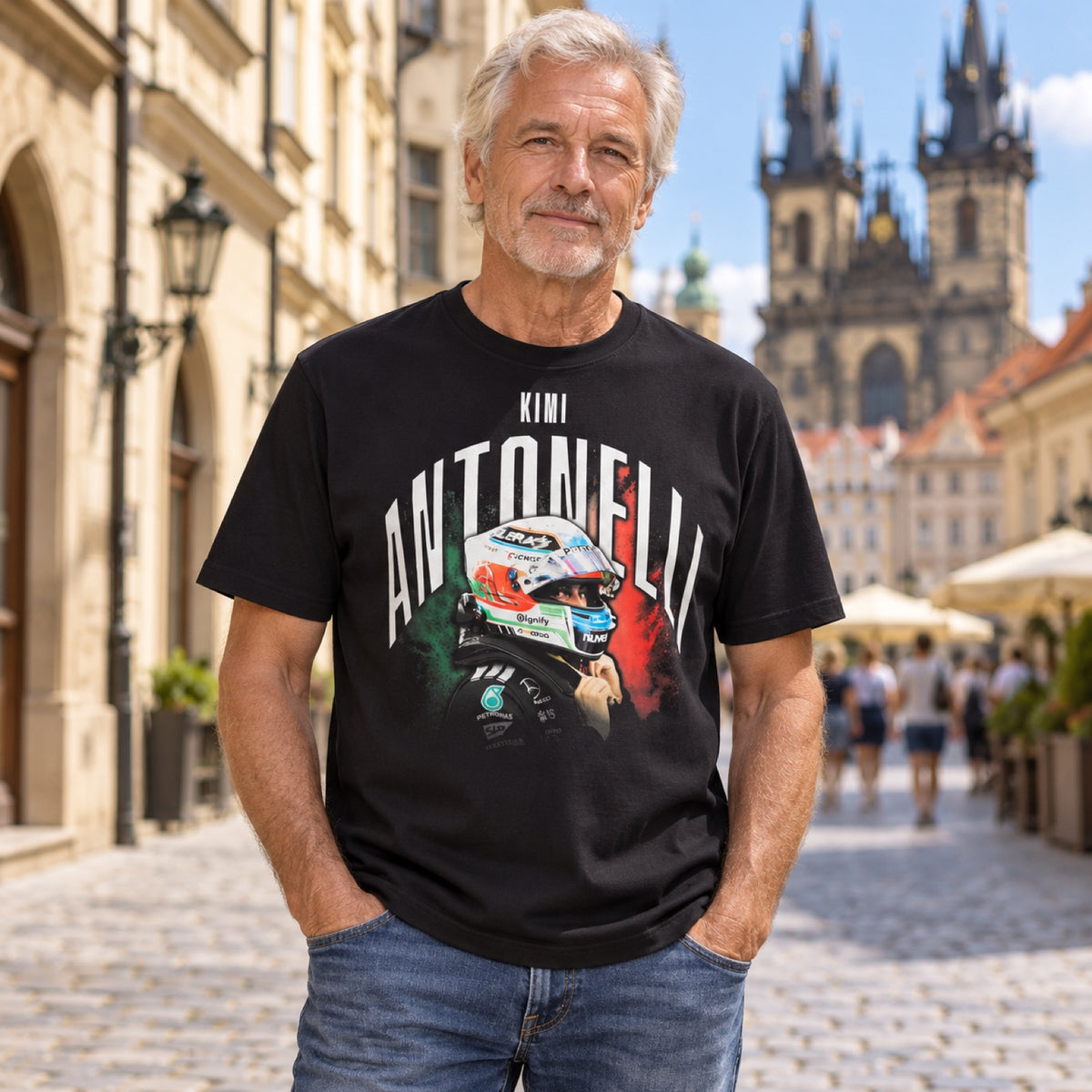 Koszulka Mercedes-AMG PETRONAS F1 x Adidas KIMI ANTONELLI GRAPHIC – czarna – zdjęcie poglądowe (AI)