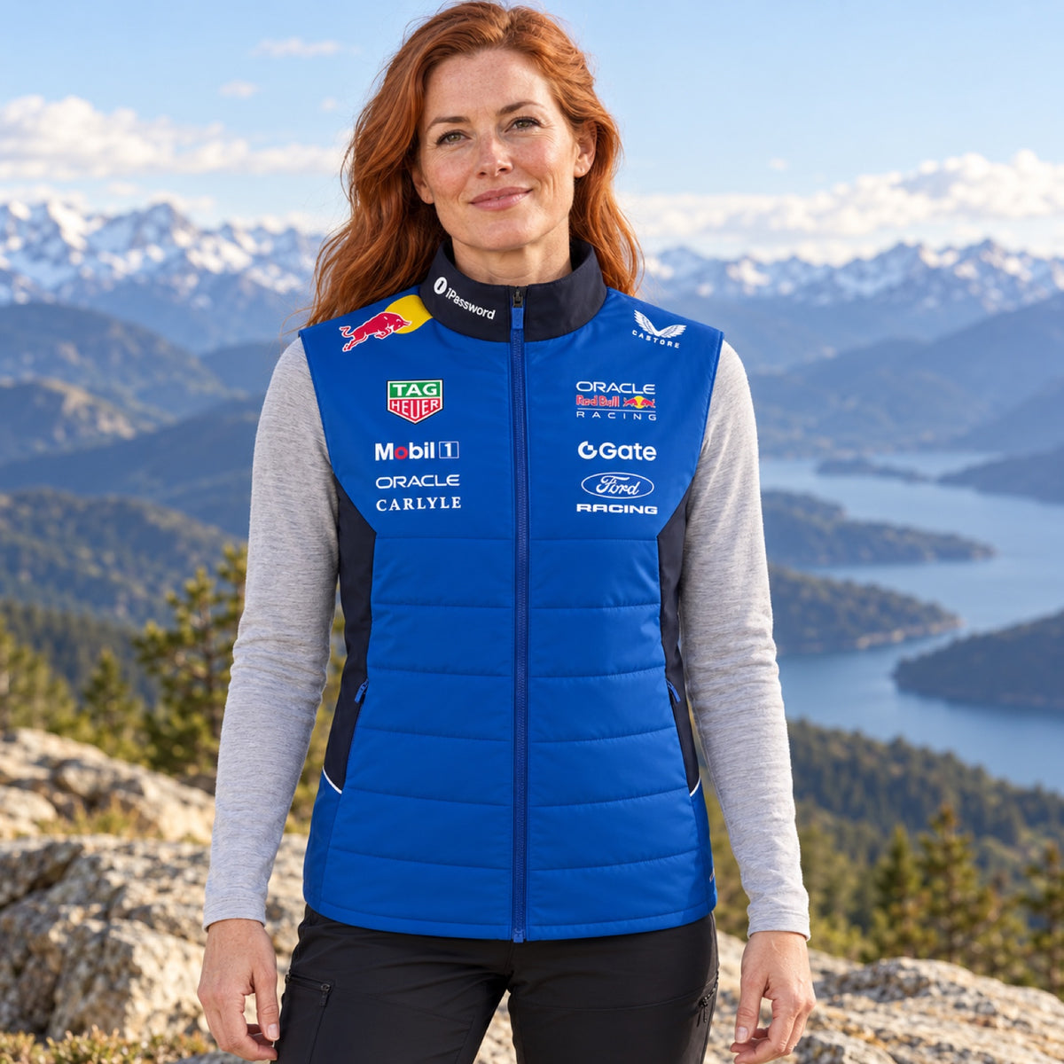 Oracle Red Bull Racing Team Gilet with Sponsor Logos – illustrative photo (AI)