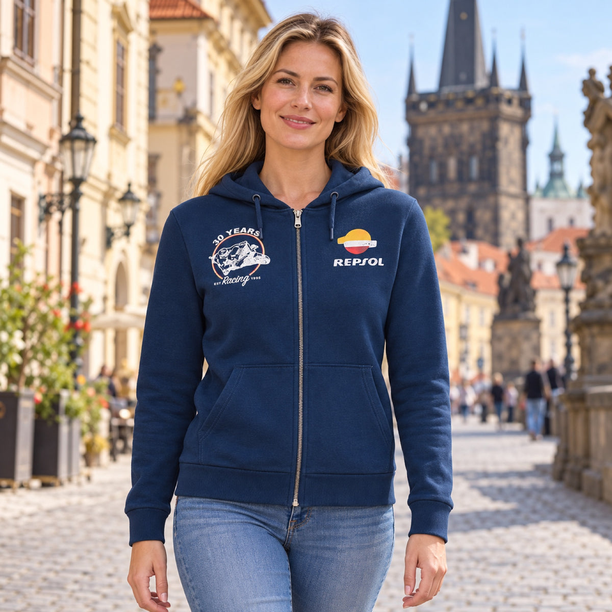 Repsol Honda MotoGP Fan Hoodie with 30 Years Motif – illustrative photo (AI)