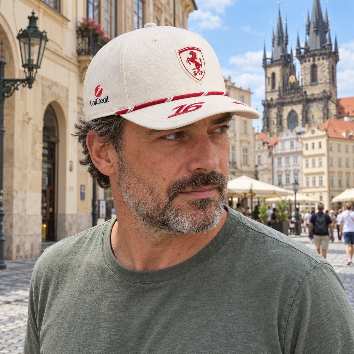 Scuderia Ferrari Charles Leclerc Cap – Monaco GP 2026, Cream – ilustrační foto (AI)