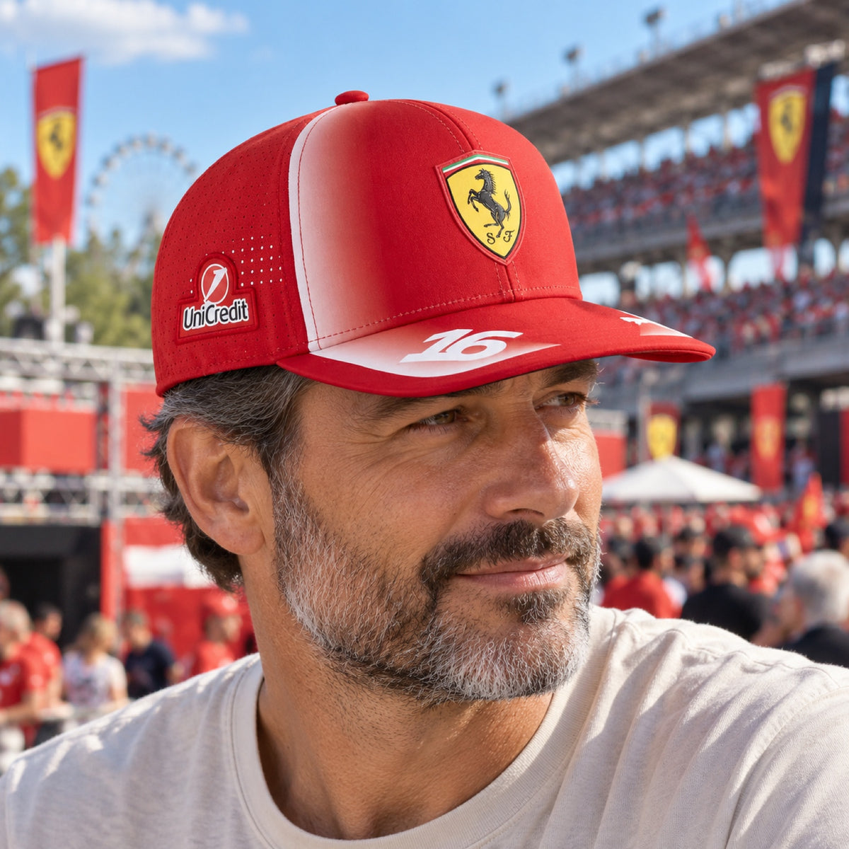 Czapka z daszkiem Charles Leclerc Scuderia Ferrari F1 x Puma – edycja zespołowa – zdjęcie poglądowe (AI)