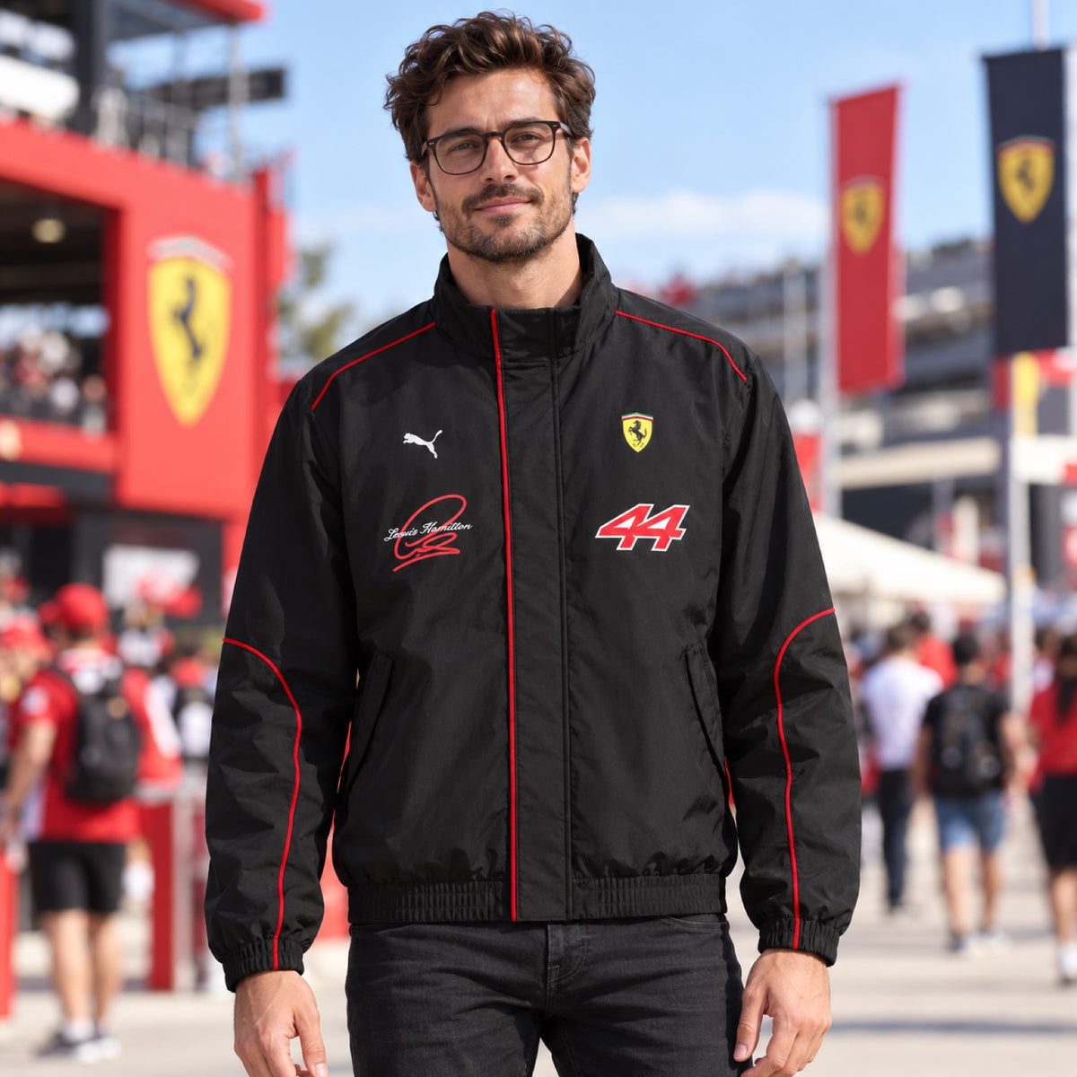 Lewis Hamilton Scuderia Ferrari F1 x Puma Jacket – Fan Edition – illustrative photo (AI)