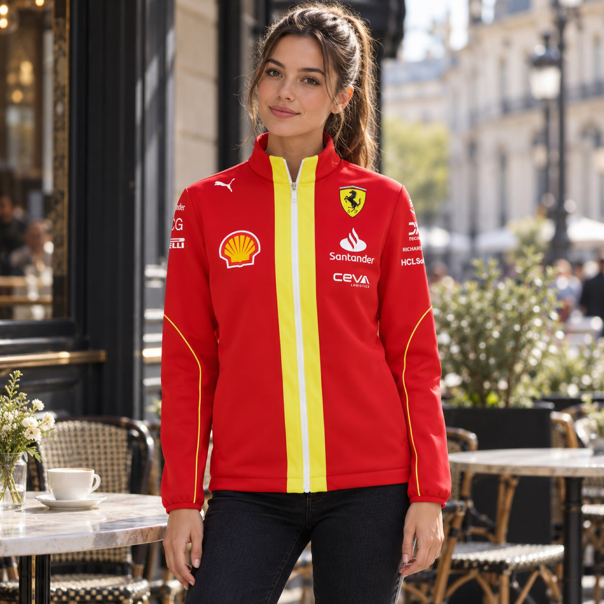Kurtka softshell zespołowa Scuderia Ferrari F1 – czerwona – zdjęcie poglądowe (AI)