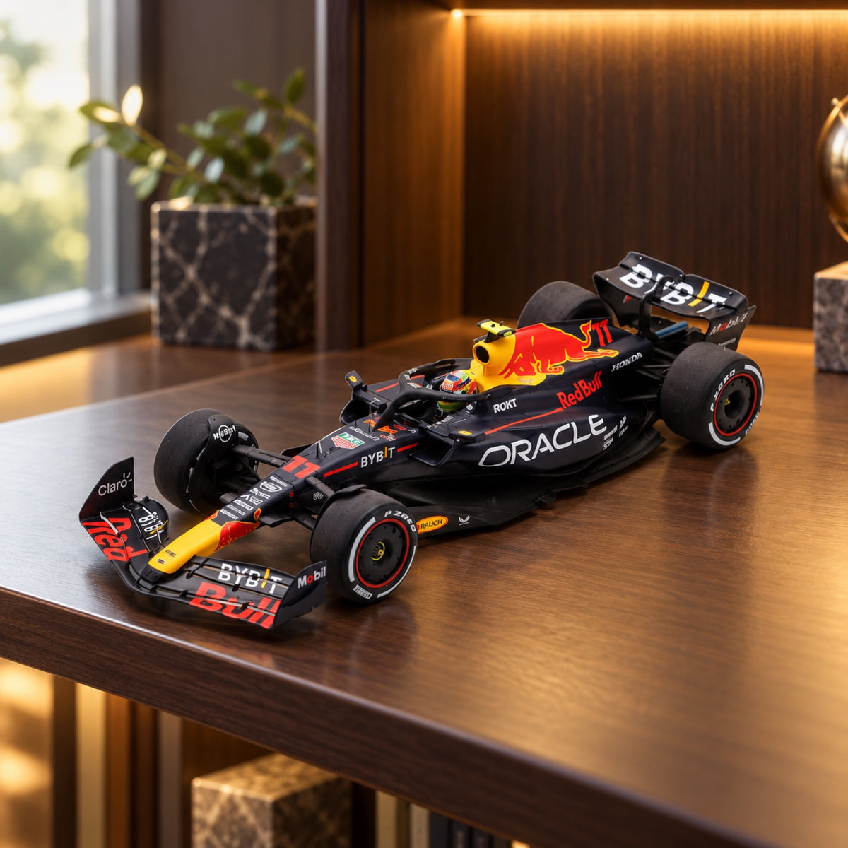 Model Spark Oracle Red Bull Racing RB19 Sergio Perez 1:18 – GP Arabii Saudyjskiej 2023 – zdjęcie poglądowe (AI)