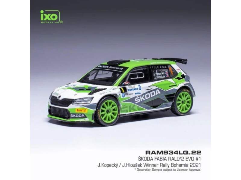 Model IXO Škoda Fabia Rally2 EVO - Rally Bohemia 2021 #1 Kopecký