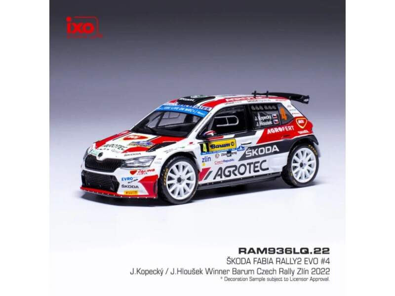 IXO Škoda Fabia Rally2 EVO model, Barum Rallye Zlín 2022, #4, Kopecký – Hloušek