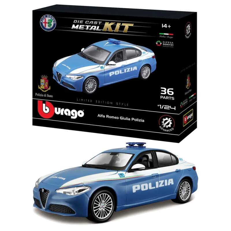 Model Bburago do złożenia Alfa Romeo Giulia Polizia