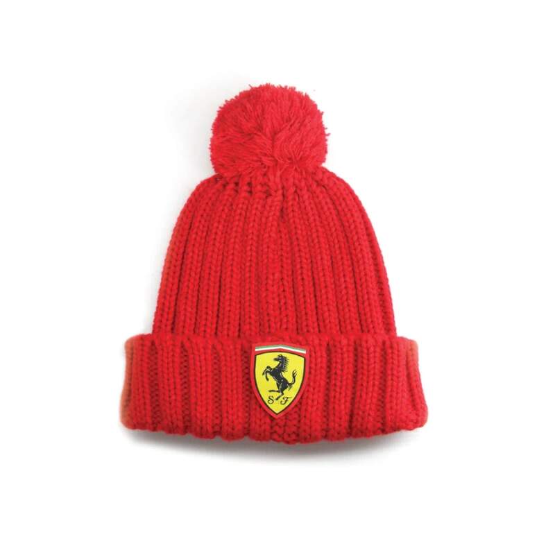 Dziecięca czapka zimowa z pomponem Ferrari z logo