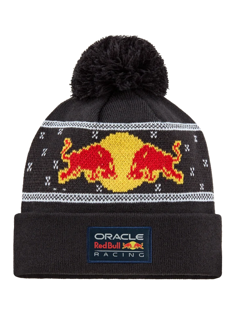 Czapka zimowa z pomponem Oracle Red Bull Racing z logo – edycja świąteczna