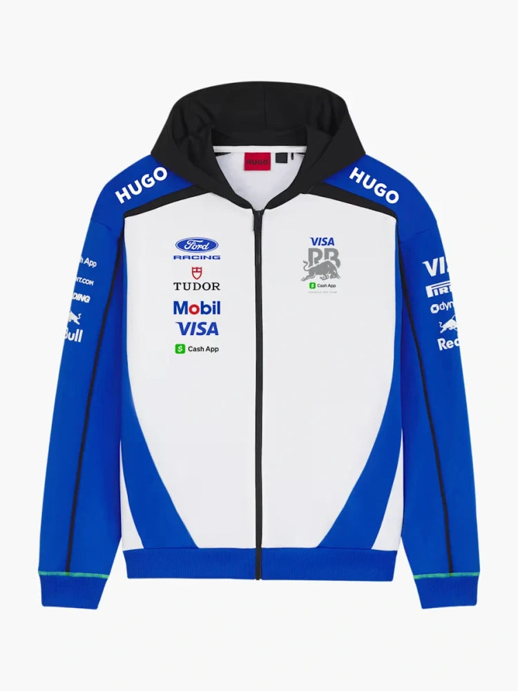 Bluza zespołowa rozpinana z kapturem Visa Cash App Racing Bulls z logo sponsorów – edycja zespołowa