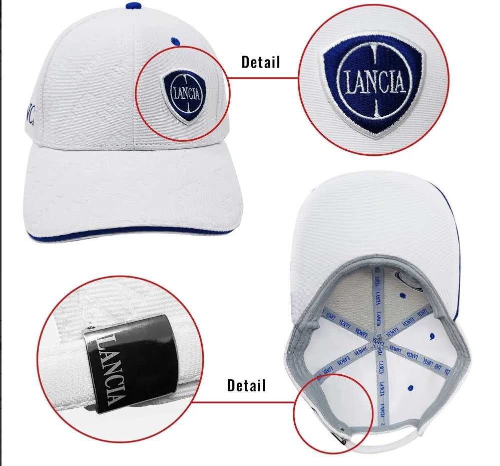 Lancia Cap with Embroidered Logo – White