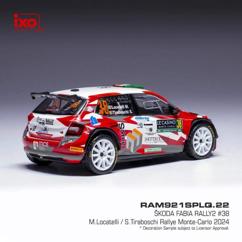 Model IXO Škoda Fabia Rally2 2024 N.38 M. Locatelli - Rally Monte Carlo