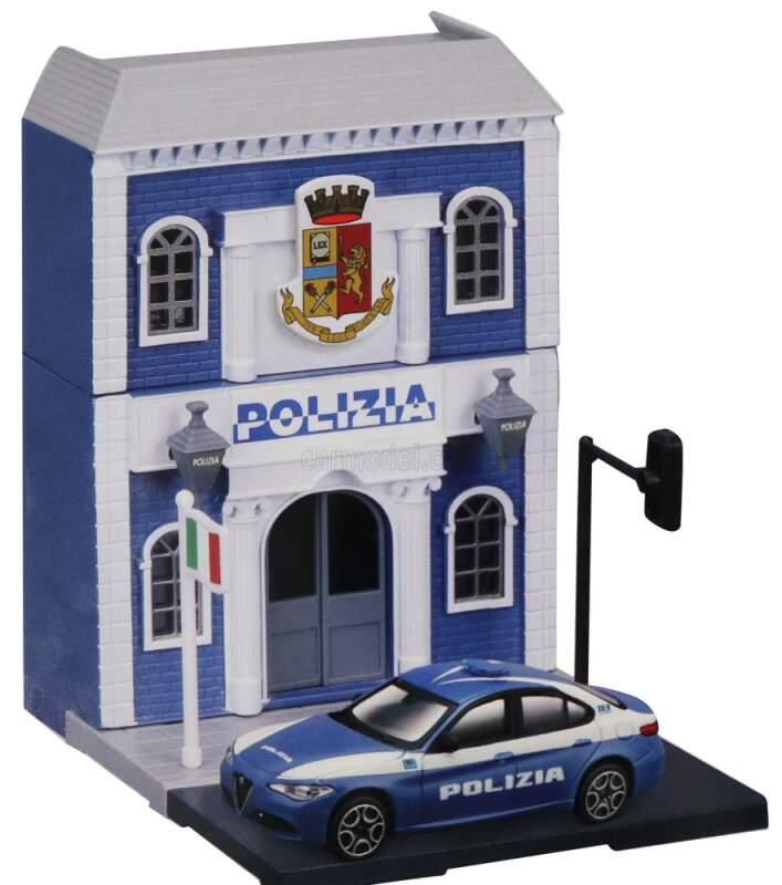 Model Alfa Romeo Giulia Polizia 1:43 + posterunek policji do złożenia