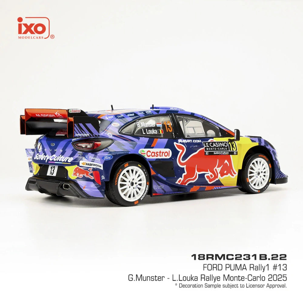IXO Ford Puma Rally1 #13 G. Munster Model 1:18 – Rallye Monte-Carlo 2025