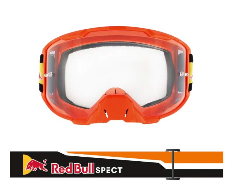 Red Bull Spect STRIVE motocross goggles, orange with clear lens