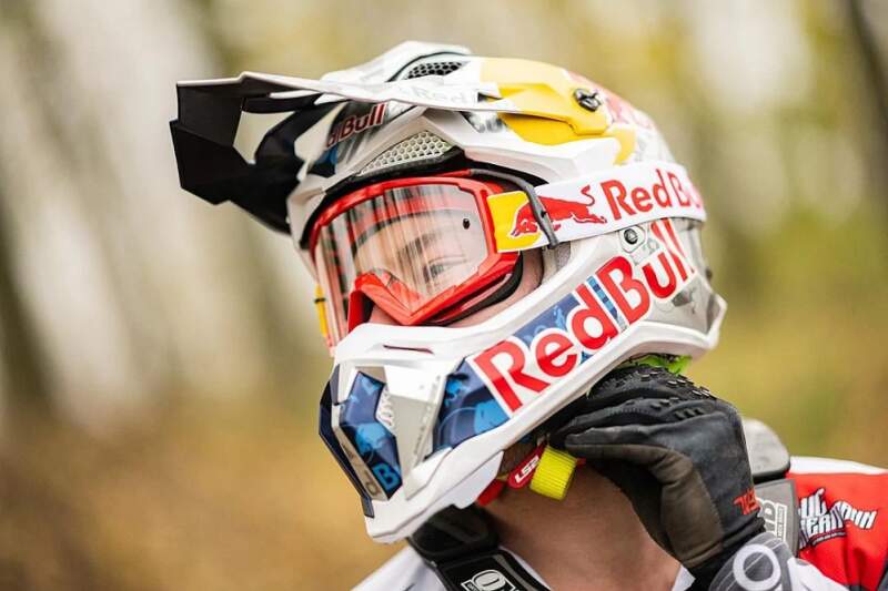 Red Bull Spect STRIVE motocross goggles, orange with clear lens