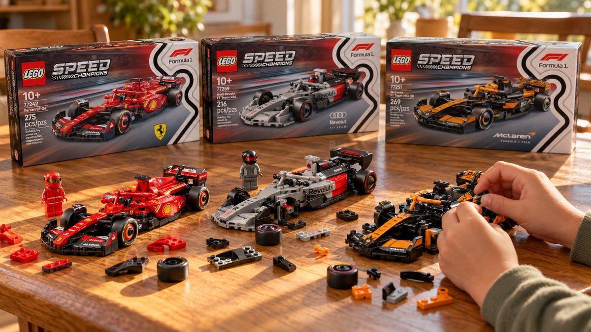 LEGO i motorsport: zestawy Speed Champions, Technic i F1 – przegląd – ilustracja wygenerowana przez AI