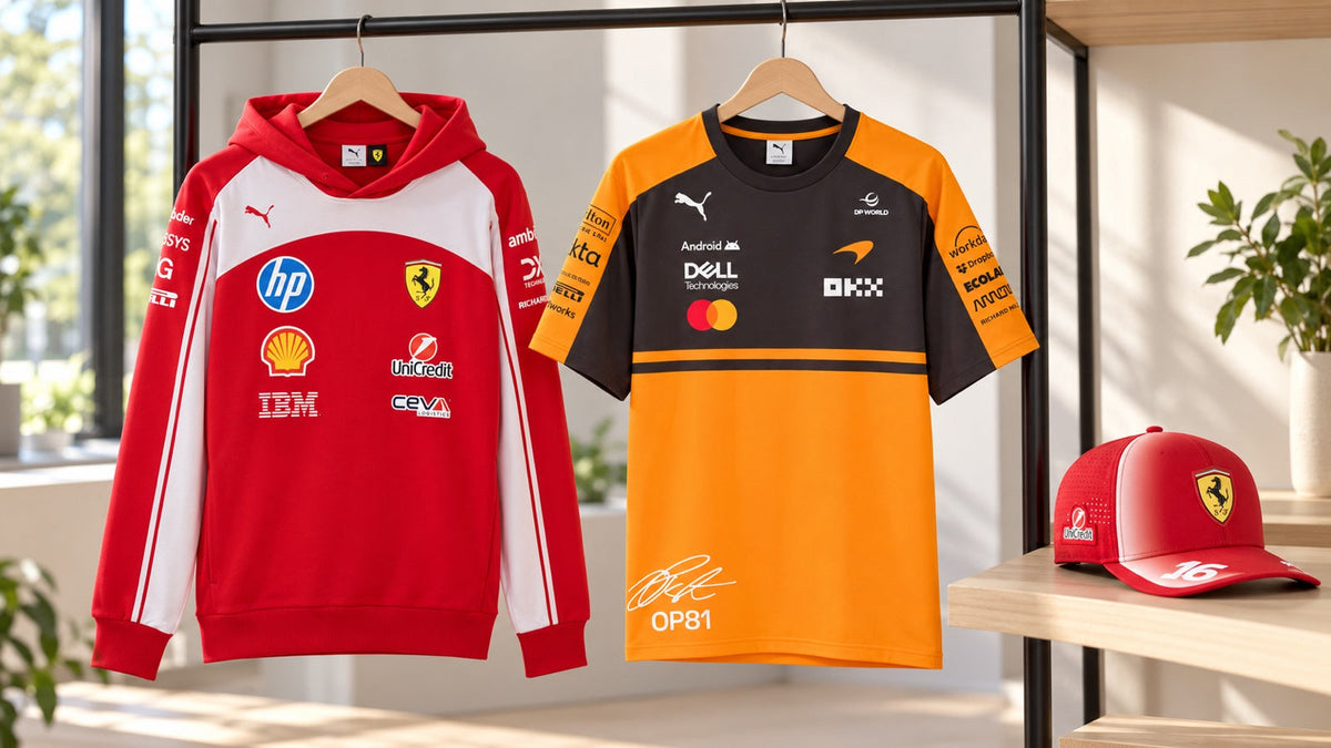 Kolekcje zespołowe F1 2026: Ferrari vs McLaren vs Red Bull vs Mercedes – czym się różnią i co wybrać – ilustracja wygenerowana przez AI
