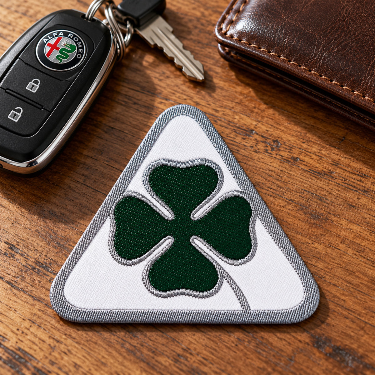 Naszywka Alfa Romeo Quadrifoglio – 50 mm – zdjęcie poglądowe (AI)