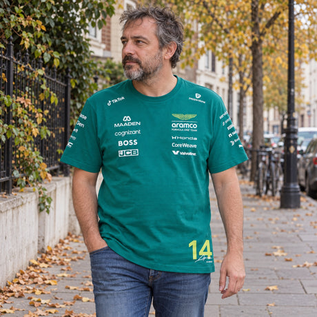 Aston Martin F1 Team Fernando Alonso #14 T-Shirt 2026 – Green – ilustrační foto (AI)