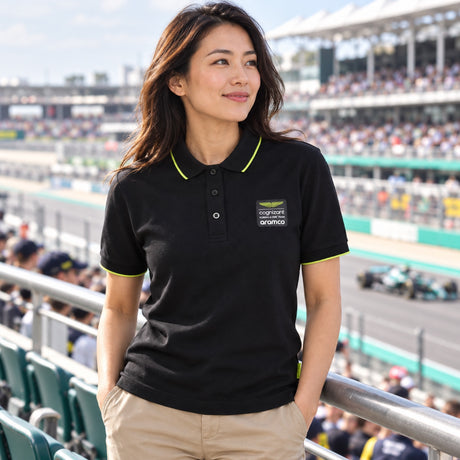 Koszulka polo lifestyle Aston Martin F1 Team – czarna – zdjęcie poglądowe (AI)
