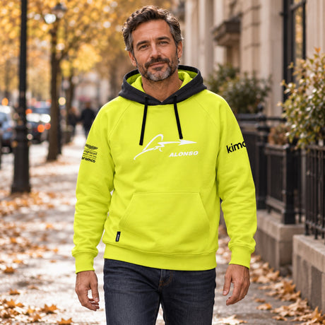 Bluza casual z kapturem Fernando Alonso x Aston Martin – limonkowa – zdjęcie poglądowe (AI)