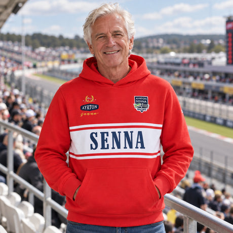 Bluza z kapturem Ayrton Senna Legend – czerwona – zdjęcie poglądowe (AI)