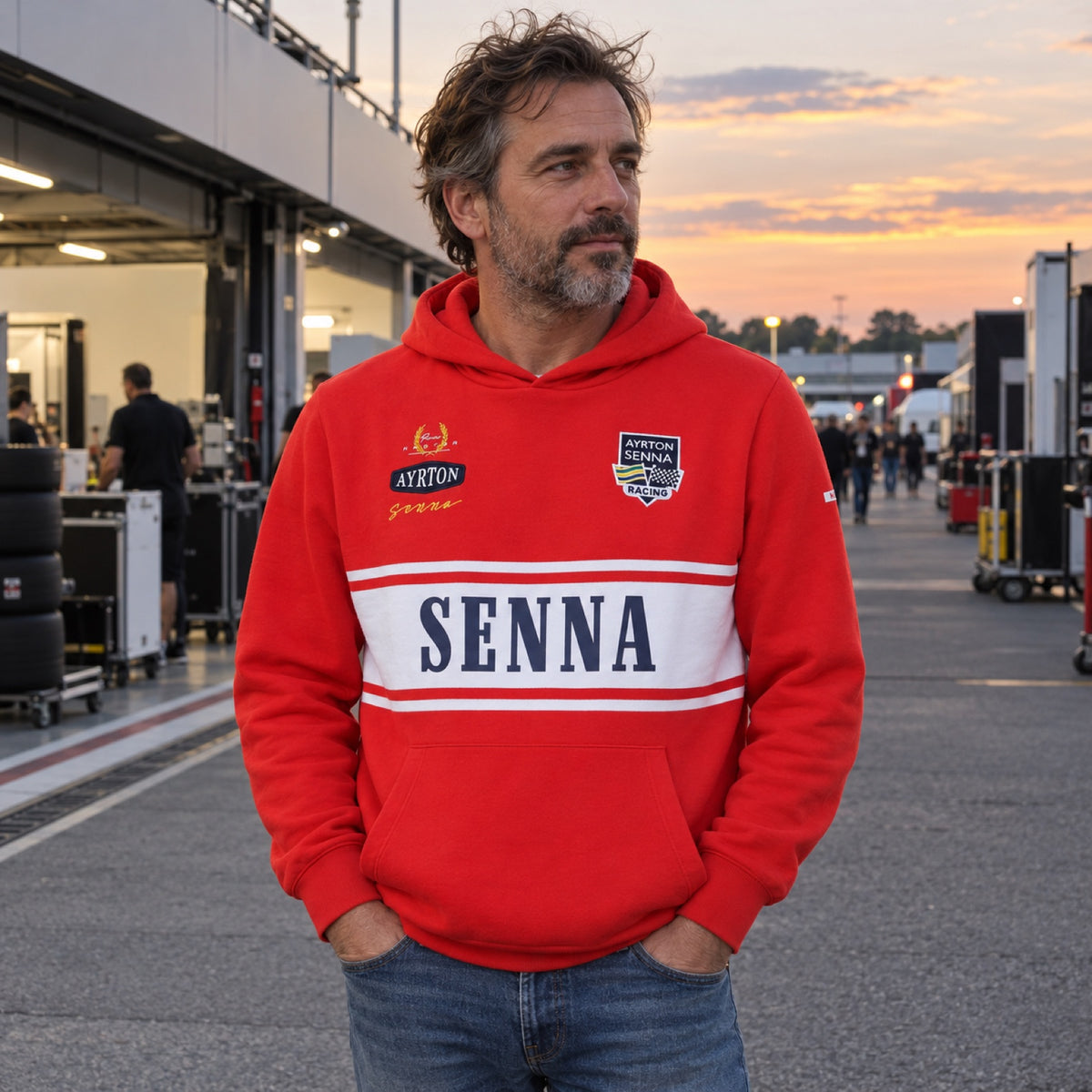Ayrton Senna Legend Hoodie – Red – ilustrační foto (AI)