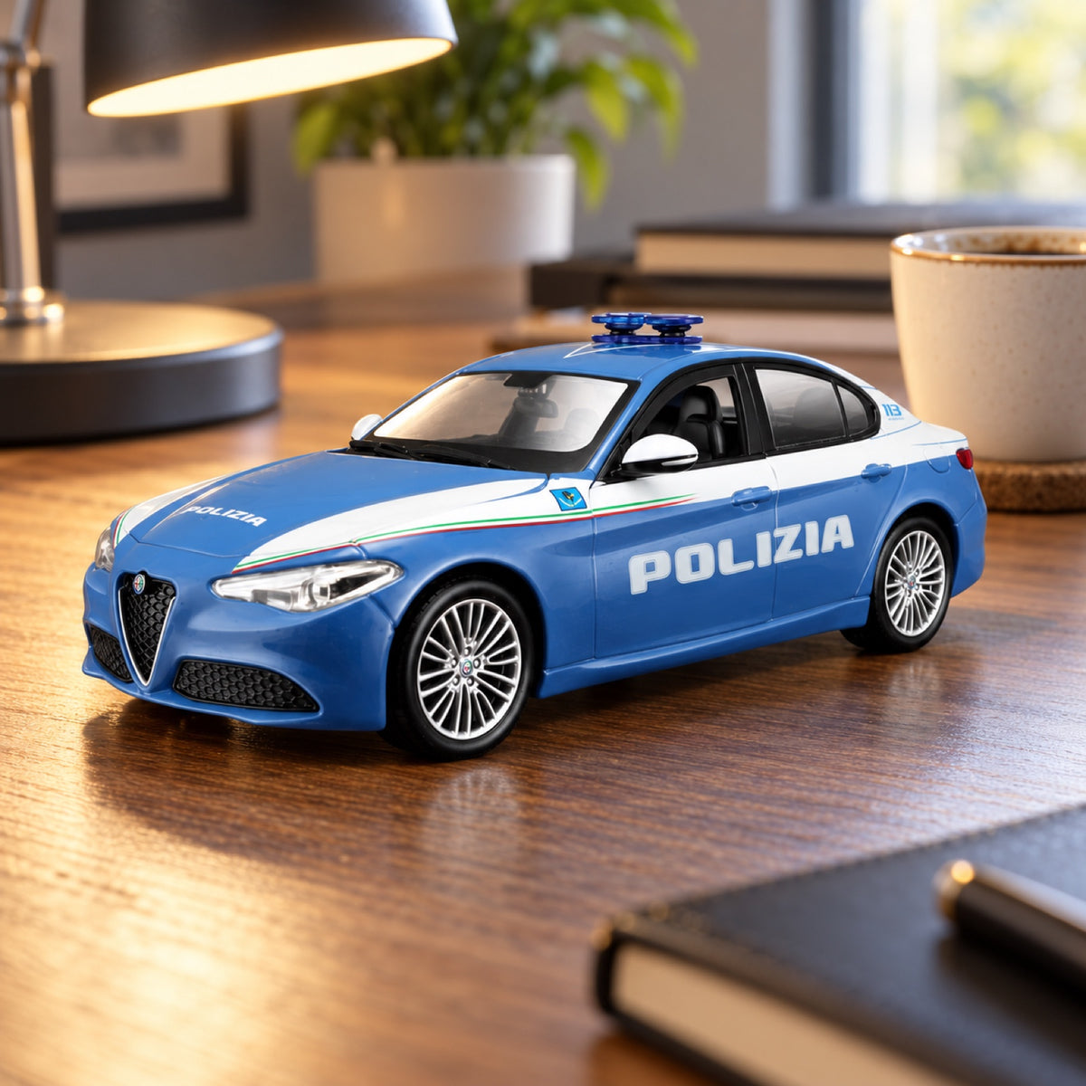 Model do złożenia Alfa Romeo Giulia Polizia – Bburago – zdjęcie poglądowe (AI)