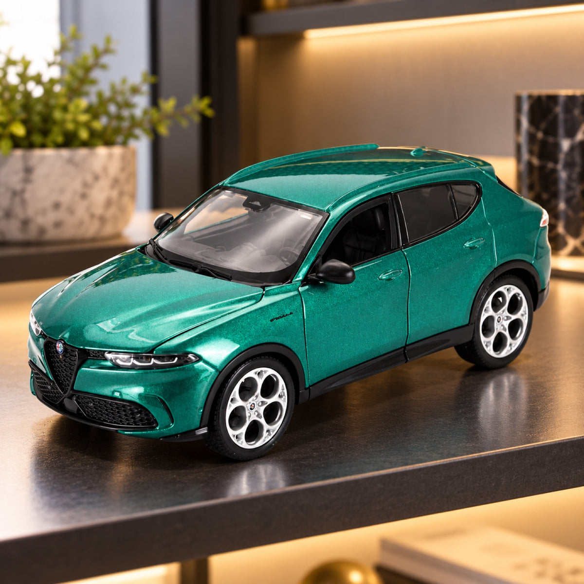 Model Bburago Alfa Romeo Tonale 1:24 – zielony – zdjęcie poglądowe (AI)