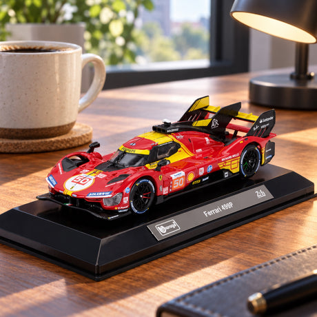 Model Ferrari 499P #50 zwycięzca Le Mans 2024 1:43 – Bburago – zdjęcie poglądowe (AI)
