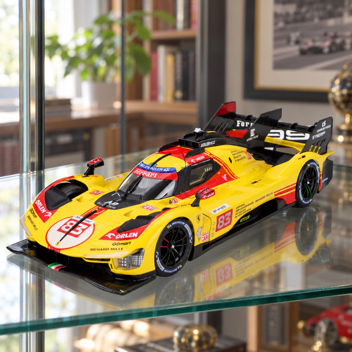 Model Ferrari 499P nr 83 Le Mans 2024 1:18 AF Corse – Bburago edycja Deluxe – zdjęcie poglądowe (AI)