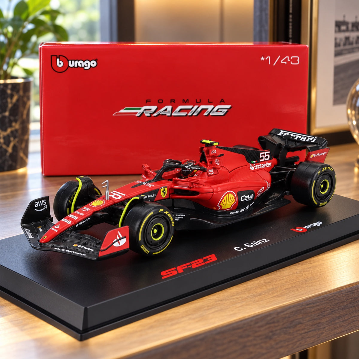 Model Scuderia Ferrari SF-23 Bburago #55 Carlos Sainz 2023 1:43 – Signature – zdjęcie poglądowe (AI)