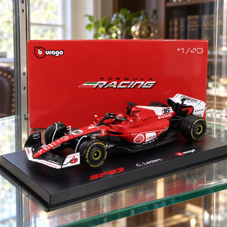 Model Scuderia Ferrari SF-23 Bburago #16 Leclerc Las Vegas 2023 1:43 Signature – zdjęcie poglądowe (AI)
