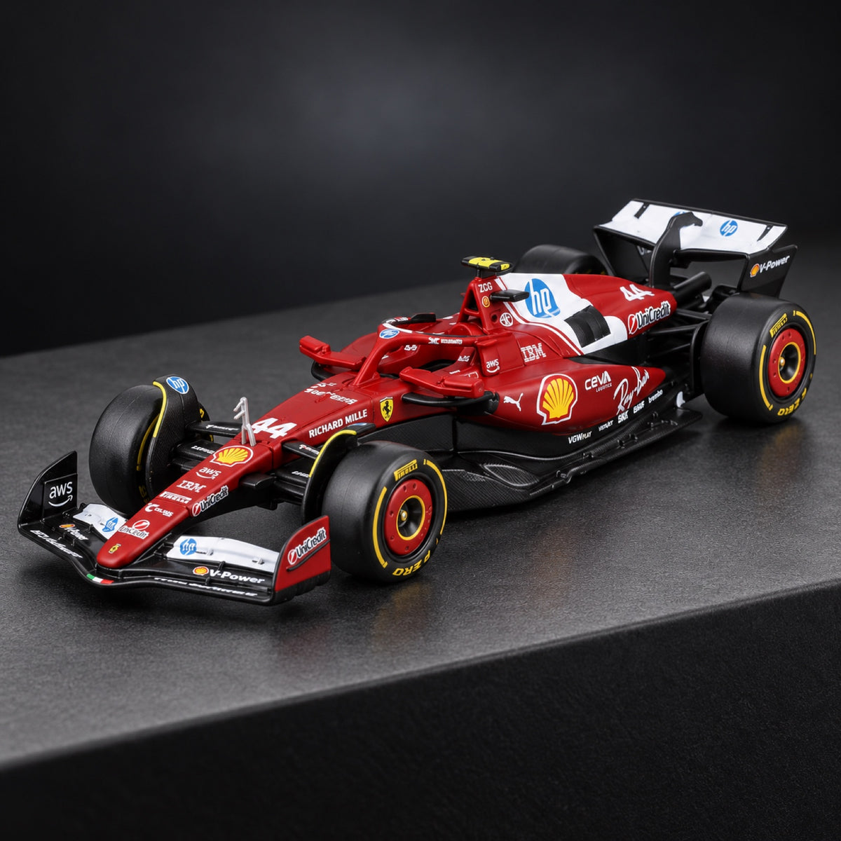 Model Bburago Scuderia Ferrari SF-25 #44 Lewis Hamilton 2025 1:43 – zdjęcie poglądowe (AI)