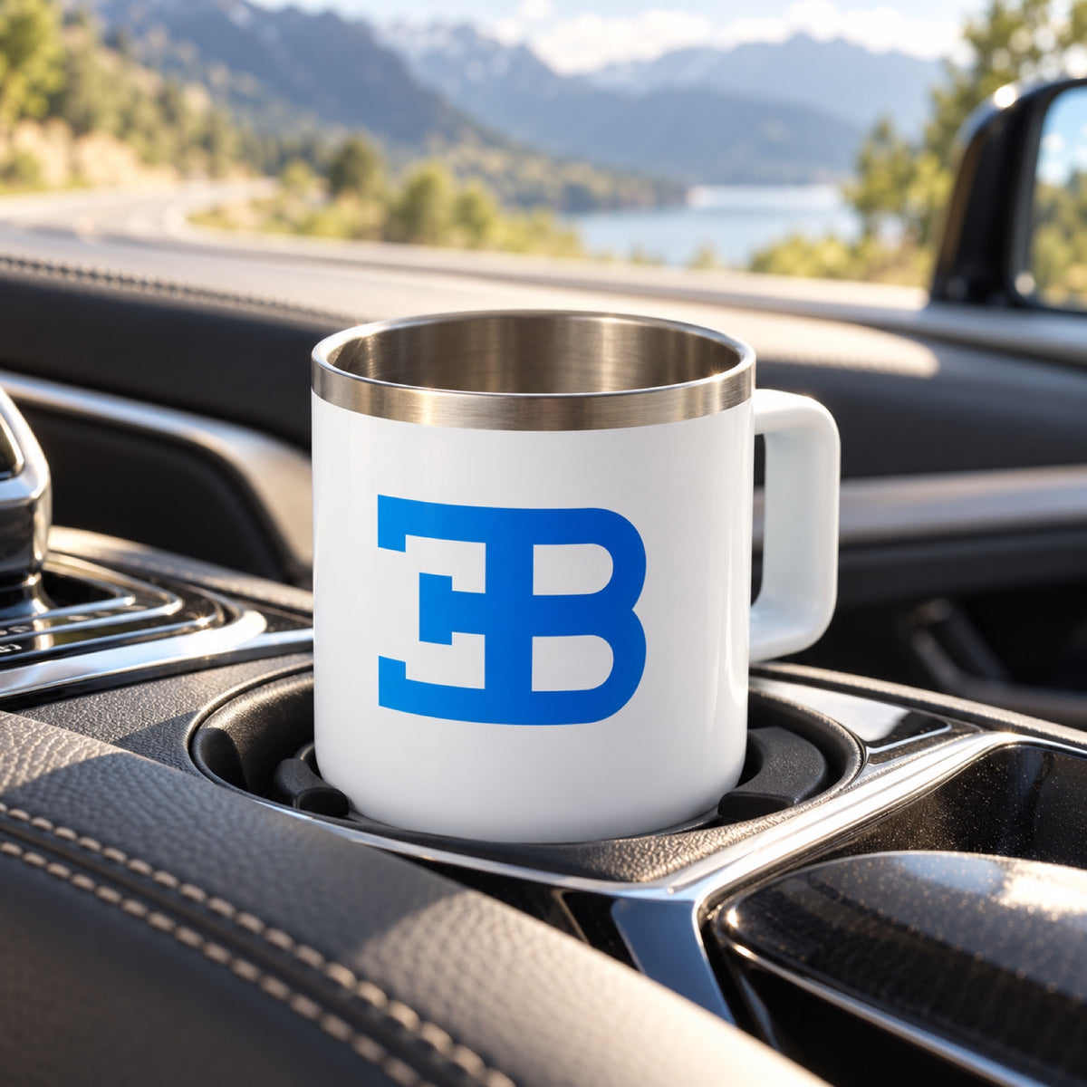 Bugatti Mug with Logo – White – illustrative photo (AI)