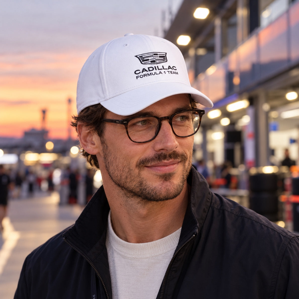 Czapka zespołowa z daszkiem Cadillac F1 x Tommy Hilfiger – biała – zdjęcie poglądowe (AI)