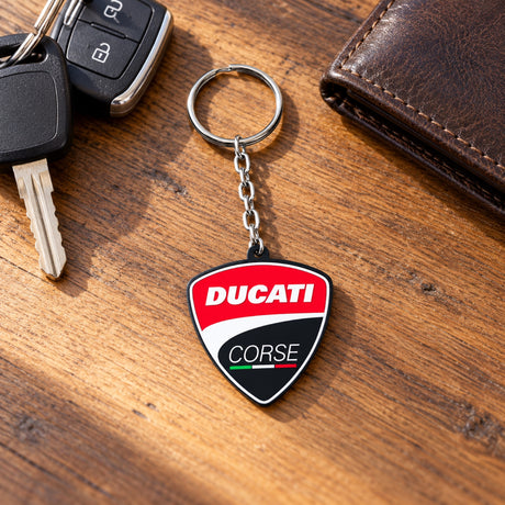 Brelok z logo Ducati Corse – zdjęcie poglądowe (AI)