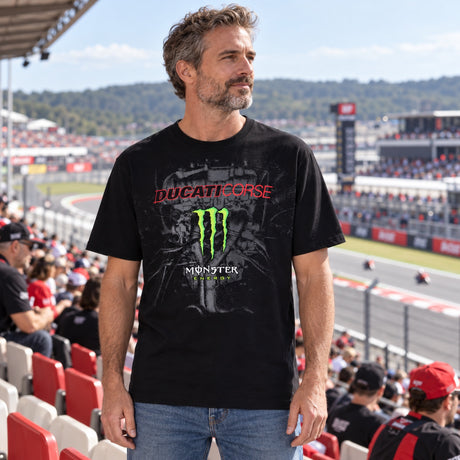 Koszulka kibica Ducati Corse Monster Energy – czarna – zdjęcie poglądowe (AI)