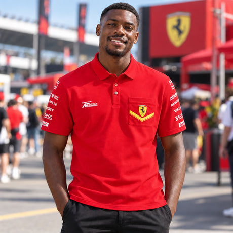 Koszulka polo zespołowa Ferrari Hypercar 499P Le Mans – czerwona – zdjęcie poglądowe (AI)