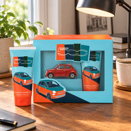 Kids' Shower Gel Gift Set with FIAT 500 Model – illustrative photo (AI)
