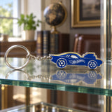 Metalowy brelok Hot Wheels w kształcie autka z logo – zdjęcie poglądowe (AI)