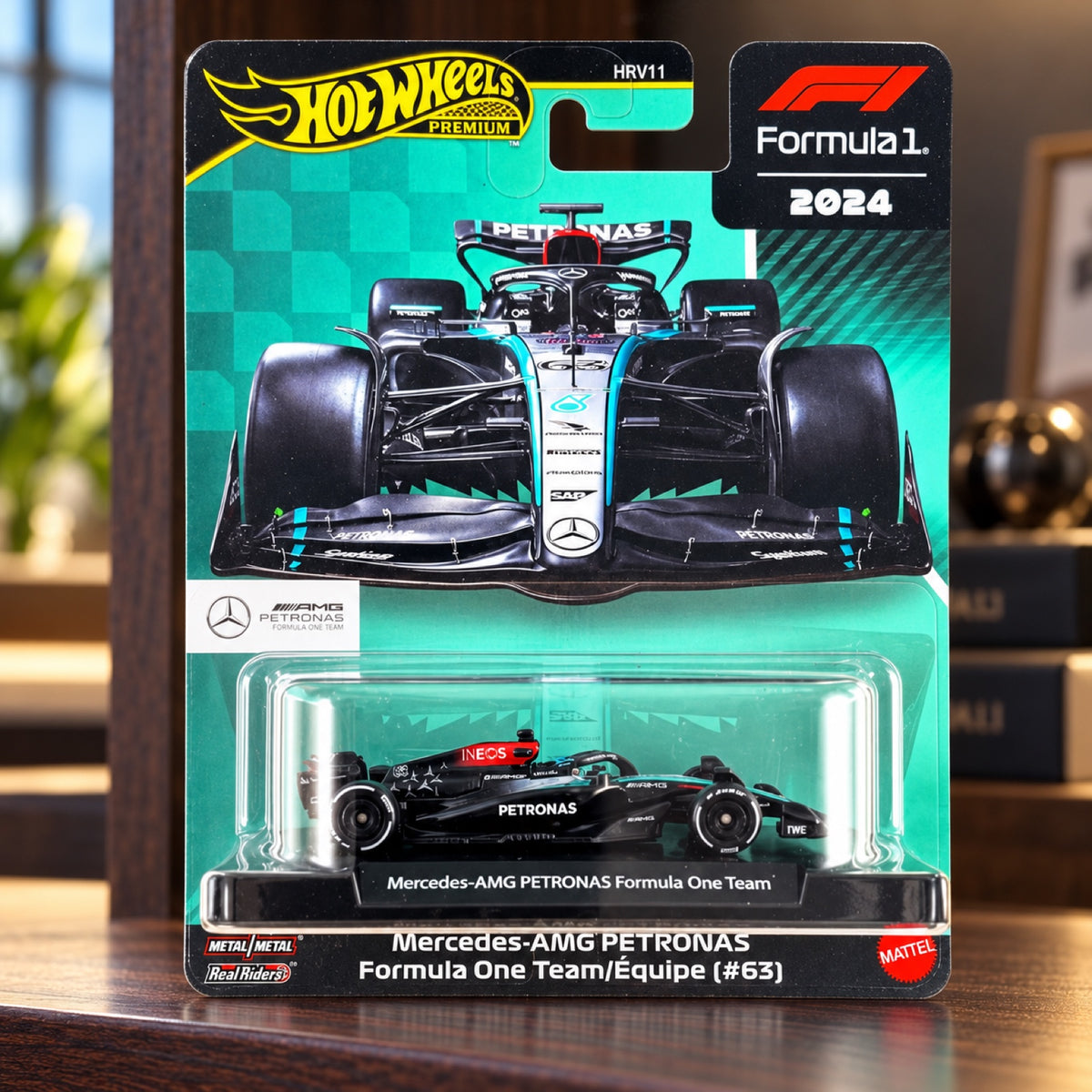 Model Hot Wheels F1 Premium – George Russell Mercedes AMG Petronas F1 – zdjęcie poglądowe (AI)
