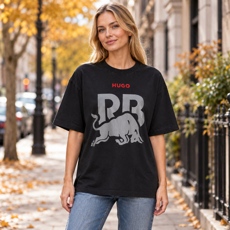 Koszulka casual HUGO x Racing Bulls – czarna – zdjęcie poglądowe (AI)