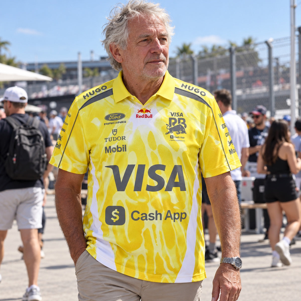 HUGO Visa Cash App Racing Bulls Team Polo – Miami GP 2026, Yellow – ilustrační foto (AI)